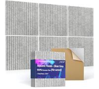 JBER 6 Pezzi Pannelli Fonoassorbenti Adesivi, Pannello Fonoassorbente ad Alta Densità, Pannelli Insonorizzanti per Pareti, Trattamento Acustico per Studi di Registrazione, 60×60×1cm, Grigio Argento