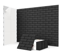 JBER Confezione da 12 pannelli acustici autoadesivi, pannelli acustici ad alta densità, per studi di registrazione, sala giochi, casa, ufficio, 30 x 30 x 1 cm, nero