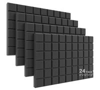 JBER Confezione da 24 pannelli fonoassorbenti piramidali in schiuma, 5,1 x 30,5 x 30,5 cm, autoadesivi, imbottiture acustiche da parete per casa, ufficio, studio (Black / J, 2.5 X 30 X 30cm- 48 Pack)