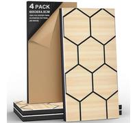 JBER Confezione da 4 pannelli acustici in schiuma, autoadesivi, insonorizzanti per pareti, 3D perforati a tre strati, in fibra di poliestere, pannelli decorativi da parete per studi di registrazione