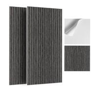 JBER Confezione da 6 pannelli acustici, autoadesivi scanalati, pannelli fonoassorbenti per pareti, pannelli decorativi con stampa a venature del legno, per studi di registrazione, uffici, casa, 60 x