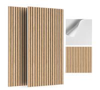 JBER Confezione da 6 pannelli acustici, autoadesivi scanalati, pannelli fonoassorbenti per pareti, pannelli decorativi con stampa a venature del legno, per studi di registrazione, uffici, casa, 60 x