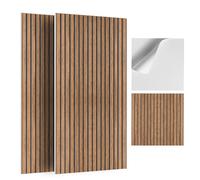 JBER Confezione da 6 pannelli acustici, autoadesivi, scanalati, per pareti, pannelli decorativi con venature del legno, per studi di registrazione, uffici, casa, 60 x 60 x 1 cm, con venature