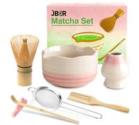 JBER Matcha Kit 7 Pezzi - Frullino Matcha in bambù, Ciotola Matcha con beccuccio, Supporto per Frullino Matcha, Cucchiaio e supporto, Set Matcha Giapponese per Amanti del Matcha, Verde