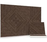 JBER Pannelli acustici, confezione da 6 pannelli decorativi, autoadesivi, fonoassorbenti, per ufficio, studio di registrazione, soggiorno, camera da letto, 180 x 120 cm, legno di noce scuro