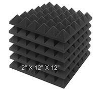 JBER Pannelli fonoassorbenti in schiuma, confezione da 6, 5,1 x 30,5 x 30,5 cm, carbone, trattamento insonorizzante, imbottitura per pareti per studio, fonoassorbenti, ignifughi, piramide, pannello da