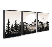 JBER Set di 3 stampe artistiche da parete su tela, poster moderno per parete, camera da letto, soggiorno, decorazione da tavolo, bel regalo, incorniciato, 40 x 30 cm (Foresta Nera)