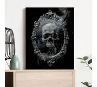 JBER Stampa artistica da parete con cornice, stile gotico, Halloween, con teschio a specchio moderno, vintage, per soggiorno, camera da letto, ufficio e casa, 30 x 40 cm