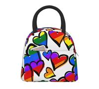 JBJGKHLP Arcobaleno Colorato Gay Pride Cuori Stampa Confortevole Isolato Lunch Bag Pratica Tote Facile Trasportare Adulti Bambini Famiglie Uso