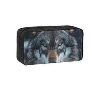 JBJGKHLP Blue Eyes Wolf Print Simple Spacious Pen Case Office Stationery Organizer Pouch Leggero Storage Penne