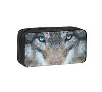 JBJGKHLP Blue Eyes Wolf Print Simple Spacious Pen Case Office Stationery Organizer Pouch Leggero Storage Penne