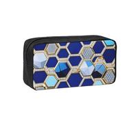 JBJGKHLP Blue Hexagons and Diamond Print Simple Spacious Pen Case Office Stationery Organizer Pouch Lightweight Storage Penne