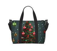 JBJGKHLP Borsa a mano versatile con stampa albero di Natale e palla per uomo donna leggera moda fine settimana borsa da viaggio palestra impermeabile