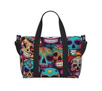 JBJGKHLP Borsa a mano versatile con stampa di teschi di zucchero, per uomo e donna, leggera, alla moda, per fine settimana, viaggi, palestra, impermeabile