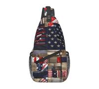 JBJGKHLP Borsa a tracolla con stampa patchwork con bandiera americana diagonalmente unisex zaino sportivo all'aperto moda casual