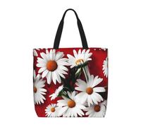 JBJGKHLP Borsa a tracolla da donna con stampa floreale rossa e margherita bianca, borsa da viaggio leggera, borsa da viaggio per tutti i giorni