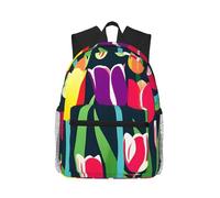 JBJGKHLP Borsa a tracolla doppia leggera dello zaino casuale resistente all'acqua della stampa variopinta dei tulipani per l'escursionismo