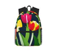 JBJGKHLP Borsa a tracolla doppia leggera resistente all'acqua dello zaino casuale variopinto della stampa del modello dei tulipani per l'