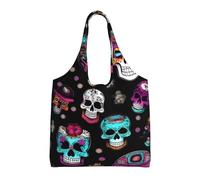 JBJGKHLP Borsa a tracolla extra large in tela con stampa di teschi e zucchero per shopping, viaggi, spiaggia, uso quotidiano