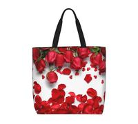 JBJGKHLP Borsa a tracolla unisex con stampa di petali di rosa rossa extra-large, riutilizzabile, ecologica