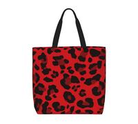 JBJGKHLP Borsa a tracolla unisex con stampa leopardata rossa extra-large borsa organizer riutilizzabile ecologica