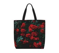JBJGKHLP Borsa a tracolla unisex con stampa rosa rossa e nera extra large riutilizzabile ecologica