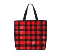 JBJGKHLP Borsa a tracolla unisex con stampa scozzese rossa e nera extra large riutilizzabile ecologica