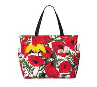 JBJGKHLP Borsa da viaggio pieghevole e leggera con motivo floreale con papaveri, per piscina, picnic, campeggio, palestra