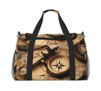 JBJGKHLP Borsa da viaggio versatile con stampa di bussola e vecchia mappa del mondo, pieghevole, borsa a tracolla per viaggi d'affari, attività all'aperto