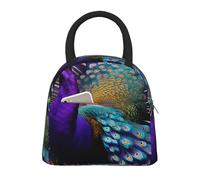 JBJGKHLP Borsa per il pranzo isolata comoda con stampa di pavone viola, pratica e facile da trasportare, per adulti, bambini, famiglie