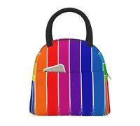 JBJGKHLP Borsa termica comoda per il pranzo con stampa a righe arcobaleno pratica facile da trasportare adulti bambini famiglie uso