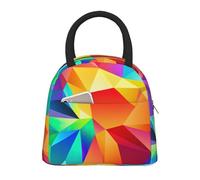 JBJGKHLP Borsa termica comoda per il pranzo con stampa geometrica arcobaleno, pratica e facile da trasportare, per adulti, bambini, famiglie