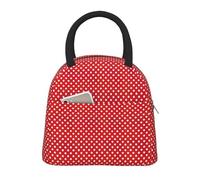 JBJGKHLP Borsa termica per il pranzo, comoda e pratica borsa per il pranzo, con stampa a pois rossi e bianchi, facile da trasportare per adulti e famiglie