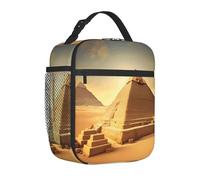 JBJGKHLP Borsa termica per il pranzo con piramide egiziana, con stampa deserta, comoda, per trasportare snack, pasti, bevande, insalata
