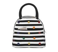 JBJGKHLP Borsa termica per il pranzo con stampa a pois arcobaleno a righe in bianco e nero comoda borsa termica pratica tote facile da trasportare per adulti bambini famiglie uso