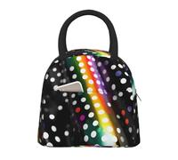 JBJGKHLP Borsa termica per il pranzo con stampa a pois arcobaleno glitterata a righe in bianco e nero comoda borsa termica pratica tote facile da trasportare per adulti bambini famiglie uso