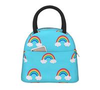 JBJGKHLP Borsa termica per il pranzo con stampa arcobaleno e nuvole con gocce di pioggia, pratica borsa per il pranzo, facile da trasportare, per adulti, bambini, famiglie