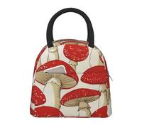 JBJGKHLP Borsa termica per il pranzo con stampa di funghi rossi e bianchi, comoda borsa per il pranzo, facile da trasportare, per adulti, bambini, famiglie