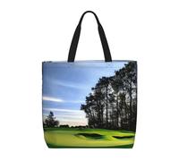 JBJGKHLP Campo da golf e albero stampa extra-large borsa organizer unisex spalla tote shopping riutilizzabile ecologico