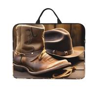JBJGKHLP Cappello da cowboy e stivali stampa 14 pollici custodia per computer portatile borsa per computer portatile per scuola ufficio viaggi uso quotidiano