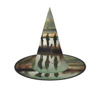 JBJGKHLP Cappello da strega con stampa di pescatori sul lago, unisex, per carnevale, cosplay, feste, accessorio per costume