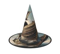 JBJGKHLP Cappello da strega con stampa di una vecchia barca vichinga, unisex, per carnevale, cosplay, feste