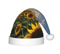 JBJGKHLP Cappello di Natale con stampa di girasoli con luce solare per bambini adatto per anni cappello di Babbo Natale con per feste e celebrazioni