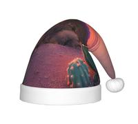 JBJGKHLP Cappello di Natale con stampa di tramonto del deserto di cactus per bambini adatto per anni cappello di Babbo Natale con per feste e celebrazioni