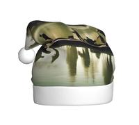 JBJGKHLP Cappello di Natale per uomini e donne con stampa di pescatori sul lago di pesca per feste di Capodanno celebrazioni festive cappello decorativo