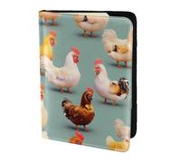 JBJGKHLP Carino Pollo Walking Stampa Passaporto Viaggio Documenti Portafoglio Custodia Unisex Leggero Sicuro Accessori Da Viaggio, Nero , Taglia unica