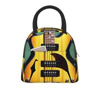 JBJGKHLP Chitarra Basso Musica Strumenti Musicali Stampa Confortevole Isolato Lunch Bag Pratica Tote Facile Trasportare Adulti Bambini Famiglie Uso