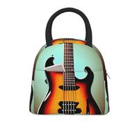 JBJGKHLP Chitarra Basso Musica Strumento Musicale Stampa Confortevole Isolato Lunch Bag Pratica Tote Facile Trasportare Adulti Bambini Famiglie Uso