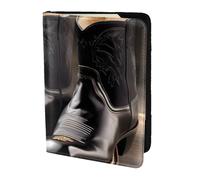 JBJGKHLP Cowboy Black Hat Western Boots Stampa Passaporto Viaggio Documenti Portafoglio Custodia Unisex Leggero Sicuro Accessori da Viaggio, Nero , Taglia unica