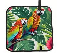 JBJGKHLP Cuscino pieghevole per sedia da viaggio con stampa di pappagallo tropicale con fiori e foglie